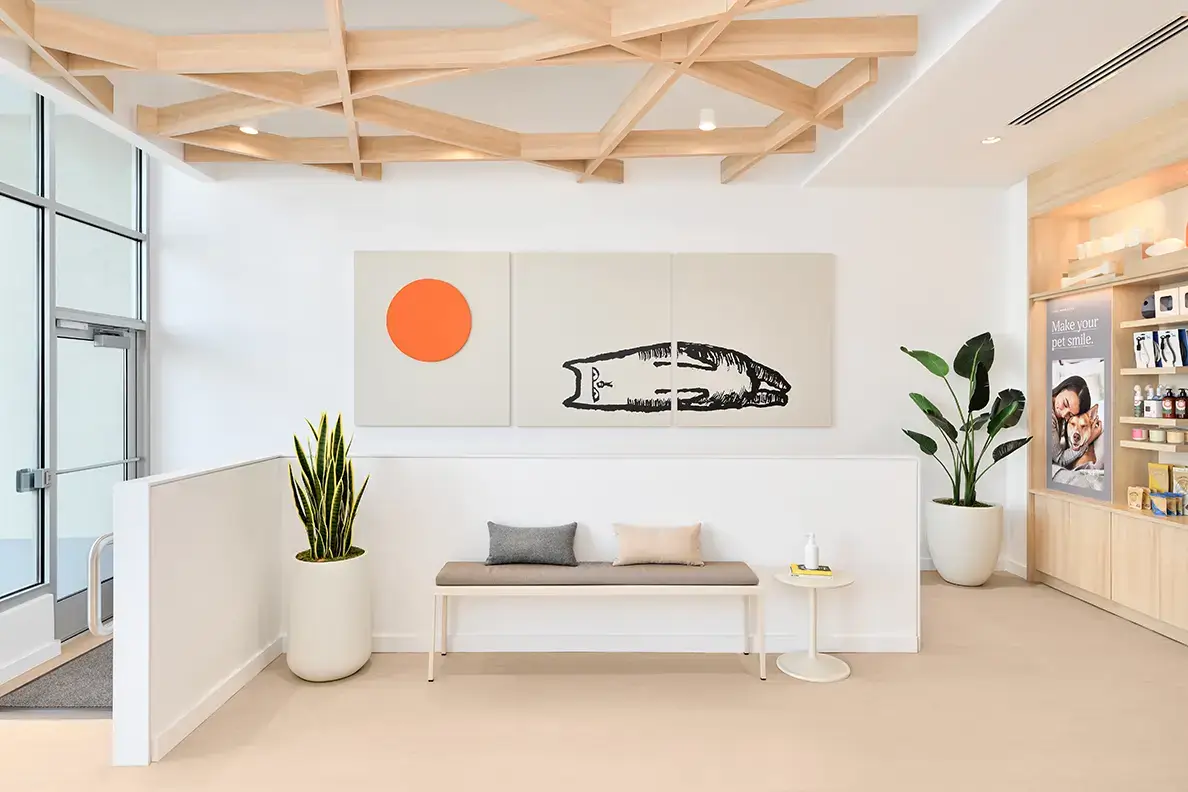Calm, modern Small Door waiting room